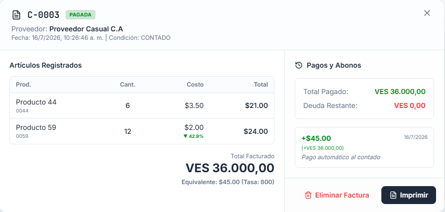 Detalle de Compra